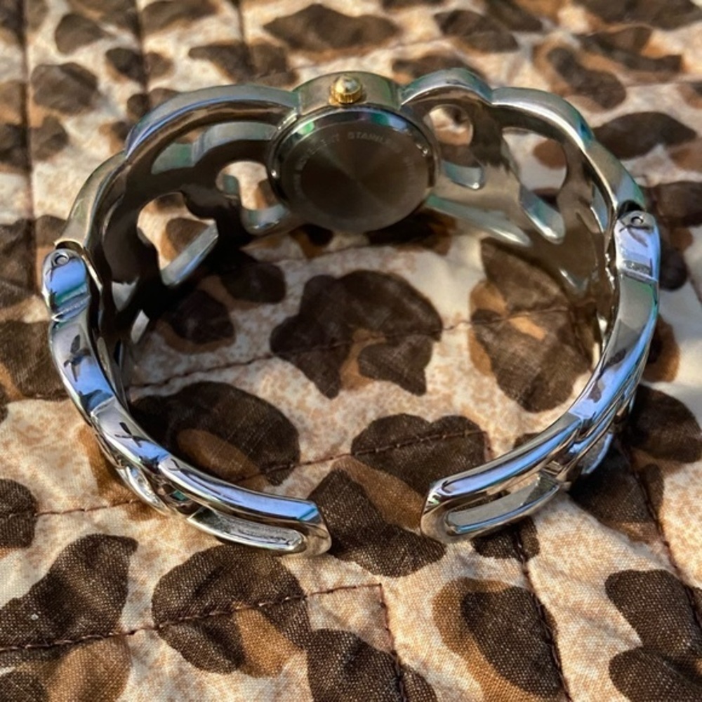 Heart Rhinestone Bangle Cuff Watch - Picture 3 of 4